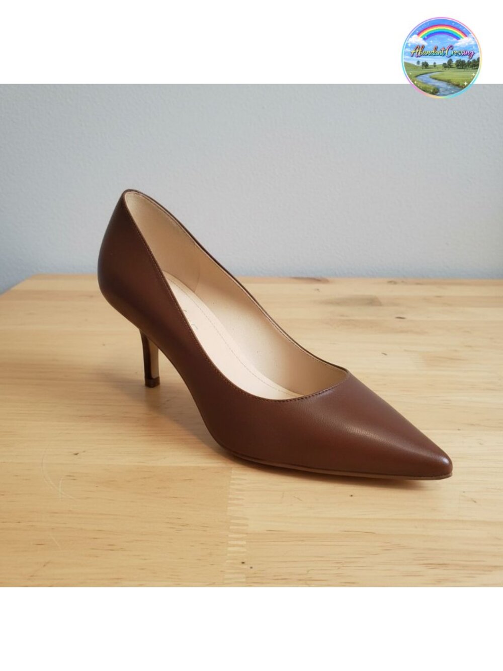 Women's Leather Pointy Toe Kitten Heel Dress Pumps